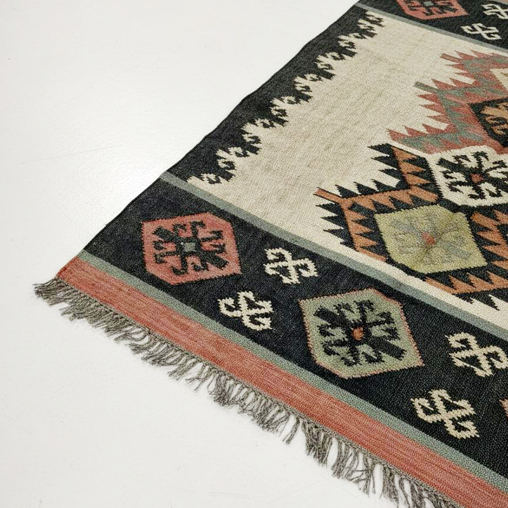 Handmade Vintage Multicolor Jute Dhurrie For Home